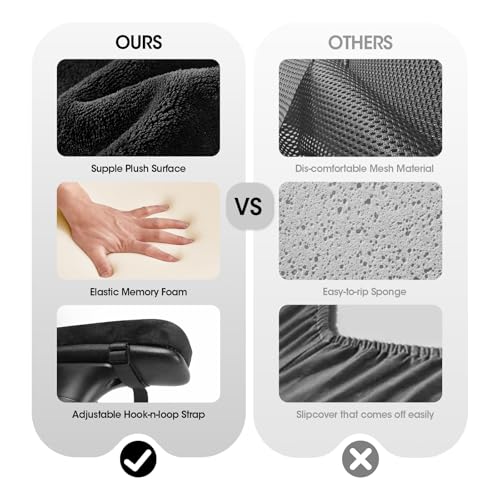 ZNCMRR 2 Pack Office Chair Armrest Pads Covers with Memory Foam (Black)