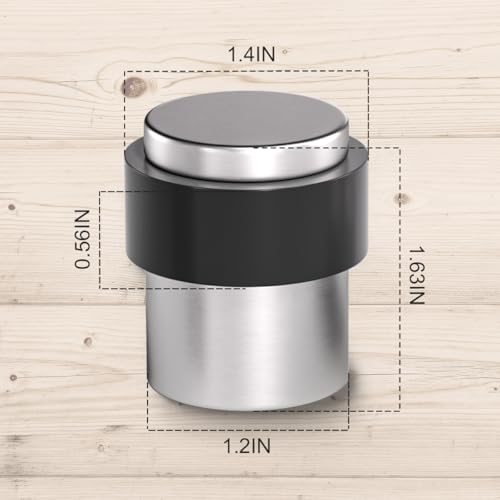 SANATO 10Pcs Nickel Door Stopper Floor Mounted with Black Rubber, Cylindrical 304 Stainless Steel Made