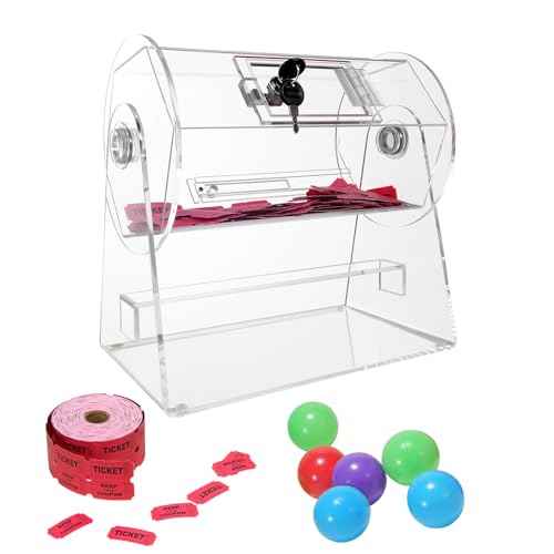 VEVOR Acrylic Raffle Drum, Professional Raffle Ticket Spinning Cage with 2 Keys, Transparent Lottery Spinning Drawing, Holds 2500 Tickets or 100 Raffle Balls,Raffle Ticket Box for Lottery Games Bingo