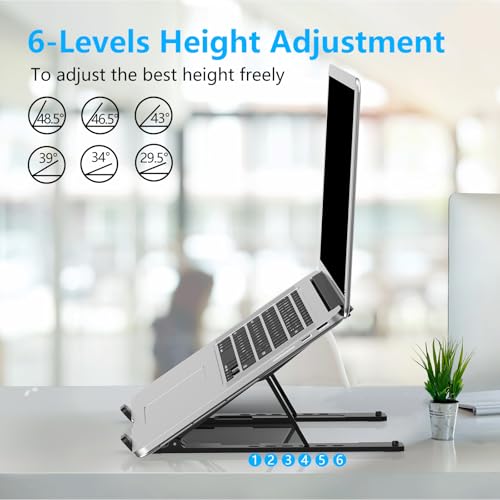 Adjustable Laptop Stand for Desk - Portable Riser & Cooling Pad