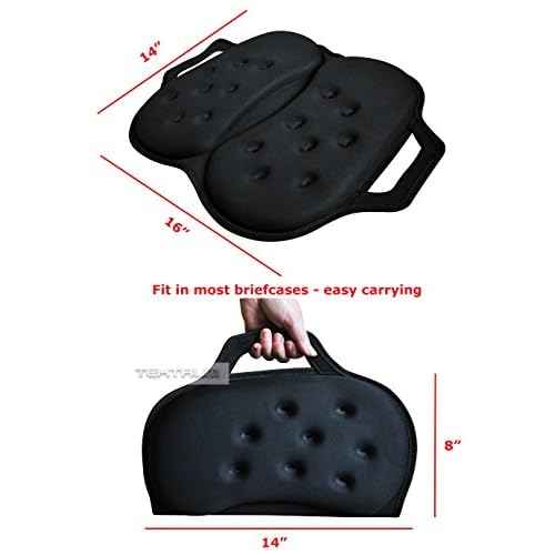 Tektrum Portable Foldable Cool Gel Orthopedic Seat Cushion with Handle for Travel, Airplane, Car, Home, Office, Chairs, - Relief for Tailbone, Sciatica, Back Pain, Prostate, Postnatal (TD-GS1205-BLK)