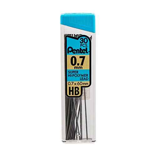 Pentel¢ç Super Hi-Polymer¢ç Leads, 0.7 mm, Medium, HB, 30 Leads Per Tube, Pack Of 3 Tubes