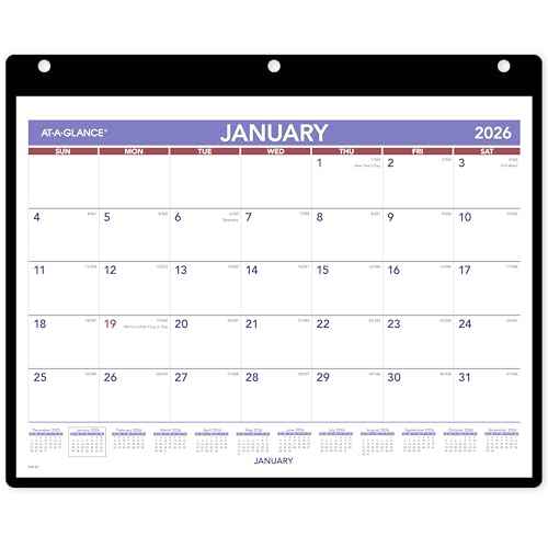 AT-A-GLANCE 2026 Wall & Desk Calendar, 11" x 8", Small, Clear Cover and Vinyl Holder (SK80026)