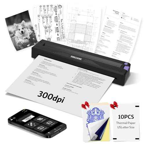 Portable Printers Wireless for Travel,Inkless Thermal Bluetooth Mini Printer Compatible with Android,iOS&Laptop,Support 8.5" X 11" US Letter&A4,Portable Small Mobile Travel Printer for Home (T11)