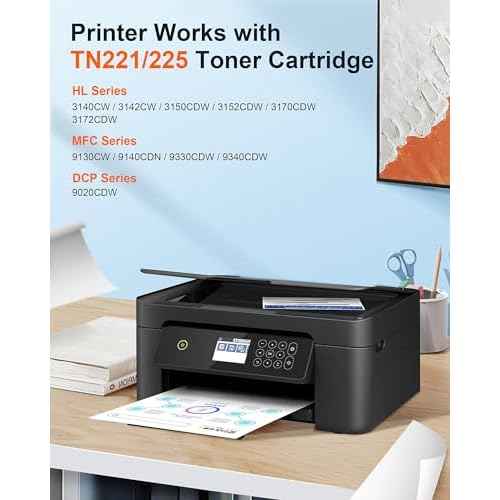 TN221 TN225 Toner Cartridges for Brother TN221 TN225 to Use with HL-3170CDW MFC-9130CW MFC-9330CDW HL-3180CDW HL-3140CW Printer (2 Black, 1 Cyan, 1 Magenta, 1 Yellow, 5 Pack)
