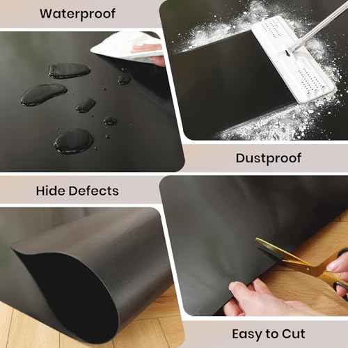 Black Office Chair Mat for Hardwood Floor, 30 x 48 Inch Computer Desk Chair Mat, Plastic Floor Protectors for Chairs, Heavy Duty Wood Tile Floor Mats for Home Laundry Dining Area