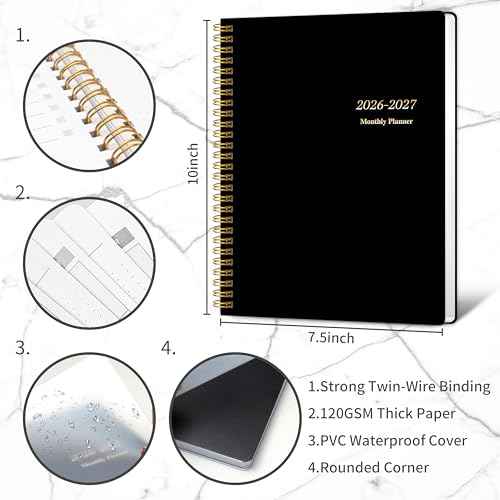 Monthly Planner 2026-2027, Jan 2026 - Dec 2027, 2 Year Calendar 2026-2027 Monthly Planner, 7.5" x 10", 24 month Calendar With Goals To Do List, Habit Tracker Suitable for Schools & Offices & Home