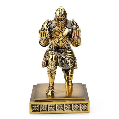 King's Guard Knight Pen Holder Pen Stand Desk Organizers and Accessories Resin Pencil Holder as Gift with a Metal Sword Letter Opener for Office and Home (Bronze(Plating))