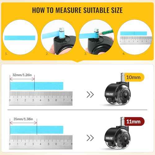 HOLKIE Office Chair Wheels Grey Dual Rubber 2 Inch Replacement 10 Pack Smooth Quiet Rolling Casters Universal Fit Casters 11x22mm for Hardwood Floors Carpet Computer Gaming