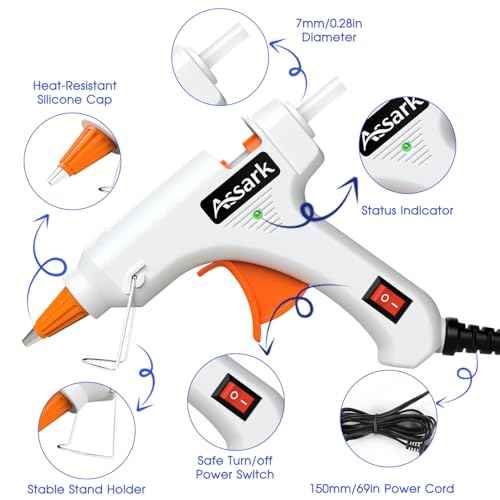 Hot Glue Gun Kit with 30 Glue Sticks(130mm x 7mm), Fast Preheating Hot Melt, High Temp for School Crafts DIY Arts and Quick Home Repairs, 20W White