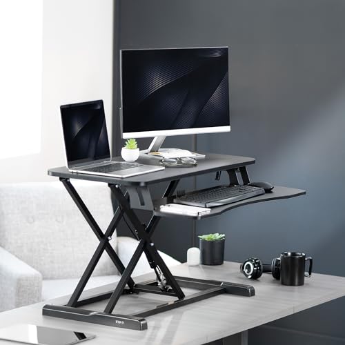 VIVO 32-inch Black Standing Desk Converter - Sit-Stand Adjustable Riser