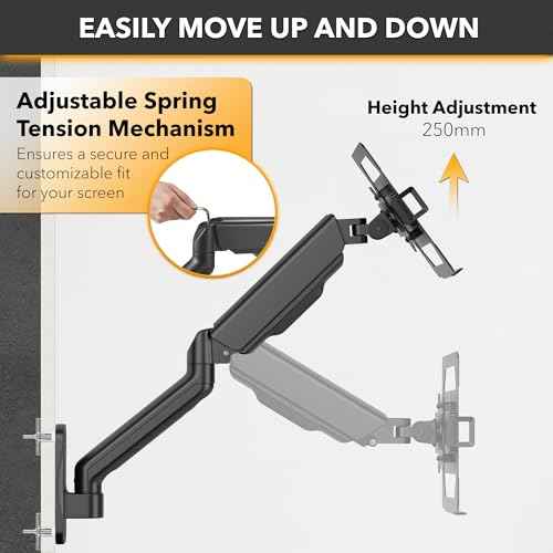 CondoMounts LTP8017 Laptop Wall Mount | Spring-Assisted Arm for 17"?32" Screens, Free-Tilting VESA Laptop Holder, Space-Saving Design, Heavy-Duty Build, Matte Black Finish, Easy DIY Installation