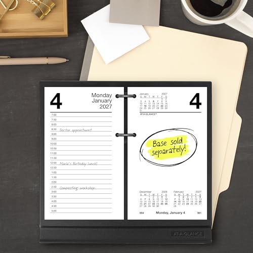 AT-A-GLANCE 2027 Desk Calendar Refill for E1700 Base, Daily Planner, 3.5 x 6 inches, Standard, Loose-Leaf, Variation 2027