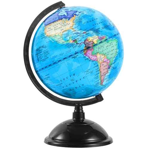8 Inch World Globe with Stand Rotating Earth Spinning Globe for Kids Geography Classroom Education or Decorations (Blue)