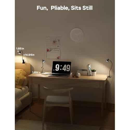 Clip on Light Reading Light for Bed 3 Color Modes 10 Dimmable Brightness Eye Care Clamp Desk Lamp Flexible Gooseneck Book Light for Reading in Bed Desk Light for Bed Headboard Computer