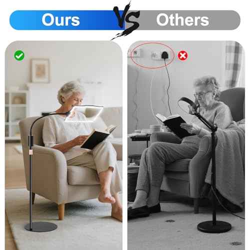 10X Magnifying Glass, with Light and Stand, 3 Light Modes Rechargeable Floor Magnifying,Suitable for Reading, Sewing, Crafts, DIY, Embroidery, Close Work. Magnifiers for Seniors