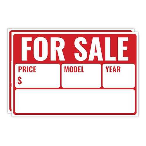 Venicor 2-Pack Car Sale Signs 12x8 Inches Waterproof Polystyrene - Model Year 12x8