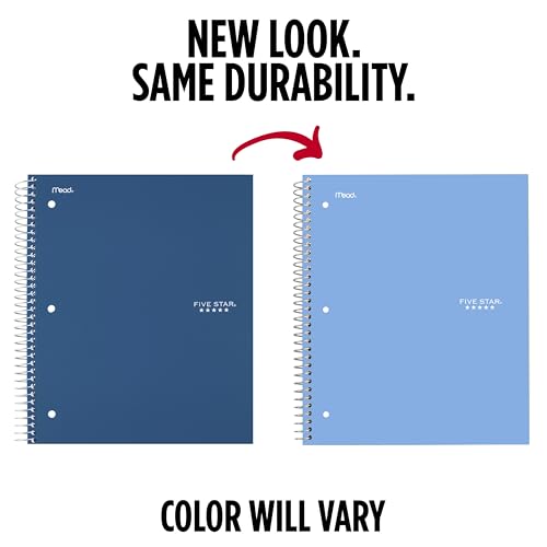 Five Star Spiral Notebook Blue 1 Subject College Ruled 8.5 x 11 inch 100 Sheets