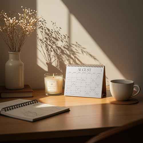 Small Desk Calendar 2025-2026, Jokotha Standing Flip Calendar, September 2025 to December 2026, 16 Month Desktop Calendar with Stickers & Minimalist Design, 8"x6"