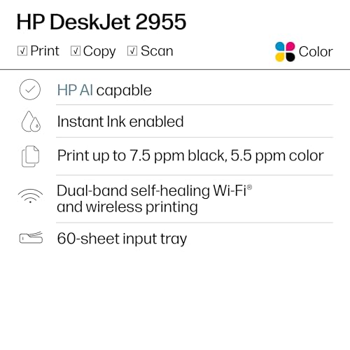 HP DeskJet 2955 Wireless All-in-One Color Inkjet Printer with Scanner & Copier