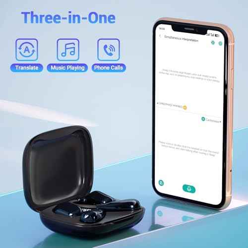 Translation Earbuds Real Time- Souroyea 150 Languages Two-Way AI Translator Open Ear Headphones Device, ENC Noise Cancelling & 10H Playtime for Travel Tour Guide, Business Meeting & School (Blue)
