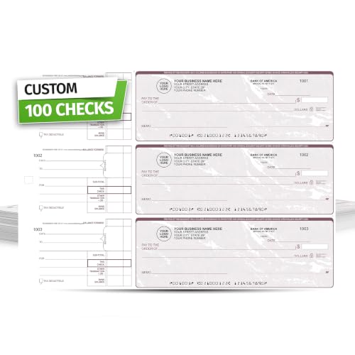 ABC 3-On-Page Manual Checks with Stub Vouchers, 100 Checks, Customizable