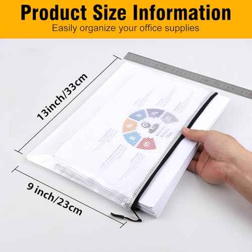 60pcs Large Mesh Zipper Pouch File Bags Reusable Zippered Pouches for Organizing Classroom, Board Game Storage, Puzzle Bags Black