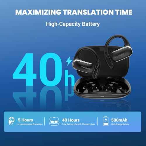 Translation Earbuds Real-Time for iPhone & Andorid AI Headphones Language Translation 144-Language Real-Time Two-Way OWS Translator Earbuds for Travel Business Study (AF56 Black Online)