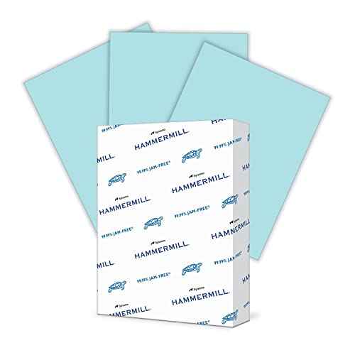 Hammermill Colored Paper, 20 lb Blue Printer Paper, 8.5 x 11-1 Ream (500 Sheets) - Made in the USA, Pastel Paper, 103309R