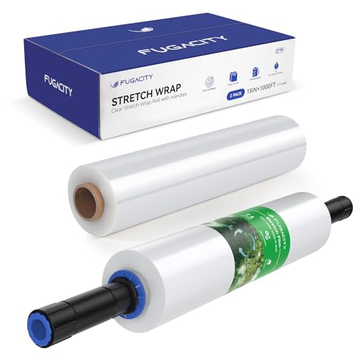 FugaCity Shrink Wrap-2 Rolls with Handles 15 inch W 1000ft L Heavy