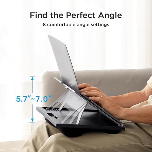 HUANUO Black Adjustable Laptop Desk with 8 Tilt Angles for 15.6" Notebook