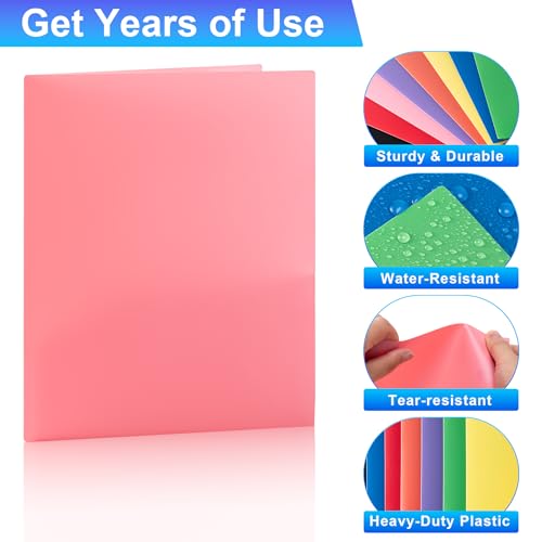 CADONO 8-Pack Multicolored Plastic Pocket Folders for Office & School