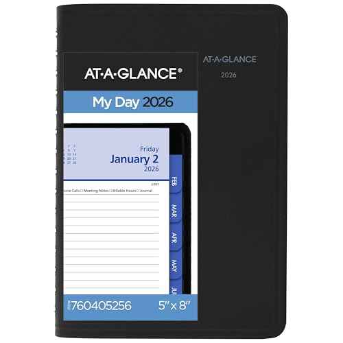 AT-A-GLANCE 2026 Appointment Book Planner, Daily & Monthly, 5" x 8", Small, QuickNotes, Black (76040526)