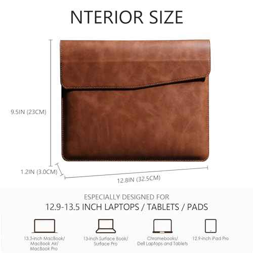 Leather Laptop Sleeve 13 Inch Compatible with MacBook Air M4 M3 M2 M1 2025-2018£¦MacBook Pro M2 M1 2025-2016,Wear-Resistant and Scratch-Resistant Protective Case Cover,Brown