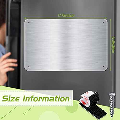 Chinco 2 Pack Metal Magnet Boards 17.7 x 11.8 in Stainless Steel Message Board with 8 Pack Lock Tapes and Screws Magnet Bulletin Board to Display for Memo to Do List Refrigerator Compartment Cabinet