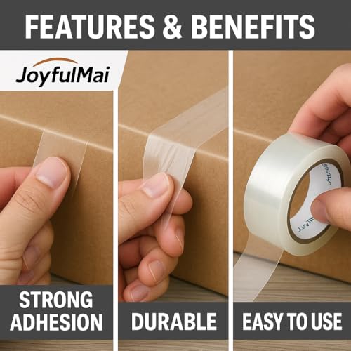JoyfuIMaiMaiMai 2.7Mil x 1.88in x 65Yards Clear Packing Tape (6 Rolls, 390 Yards Total)