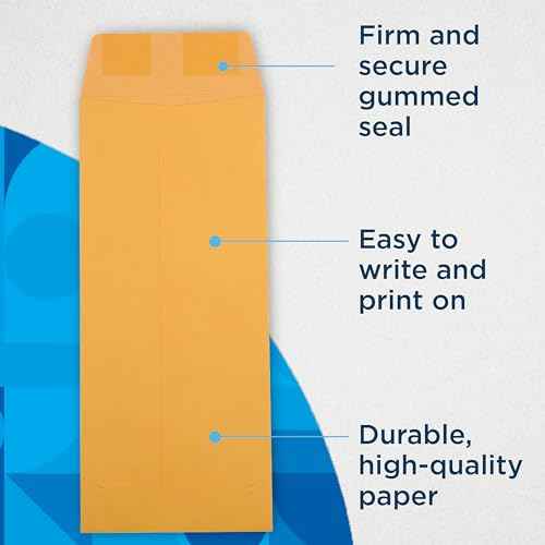 Guardian #11 Paper Shipping Policy Envelopes with Gummed Flaps, Pack of 500 Blank Envelopes for Documents, Statements, Legal Papers, Reports, Invoices, and More, 4 ¨ö Inches x 10 ¨ü Inches, Brown
