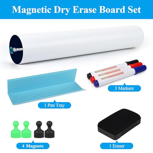 White Board Sticker Adhesive Backing, 24" x 36" Magnetic Dry Erase Board Contact Paper Stick on Wall, Whiteboard Sheet for Teacher Kids Classroom, Include Markers, Eraser with Magnet