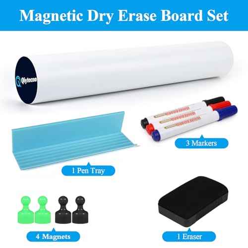 White Board Sticker Adhesive Backing, 16" x 24" Magnetic Dry Erase Board Contact Paper Stick on Wall, Whiteboard Sheet for Teacher Kids Classroom, Include Markers, Eraser with Magnet