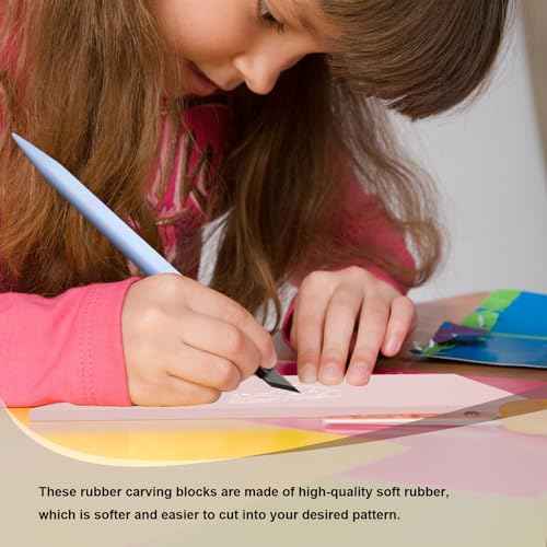 4 Pcs 8.5"x11" Rubber Carving Blocks, A4 Linoleum Blocks, Stamp Carving Blocks for Printmaking, Linocut Artists, Crafts and More,(Pink) by KUKLIPJIM.