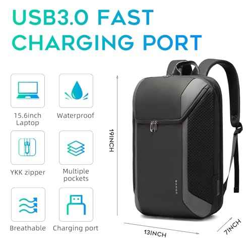 BANGE Travel Laptop Backpack Fits 15.6 Inch Notebook, Business Work Backpack with USB3.0 Fast Charging Port, Waterproof Travel Backpack With Luggage Sleeve¡¦
