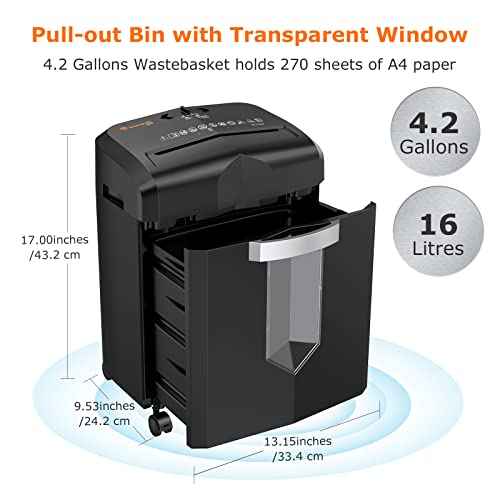 Bonsaii 12 Sheet Micro Cut Paper Shredder | 60-Minute Continuous Run Time | Home Office Heavy Duty Shredder for CD, Credit Card, Mails, Staple, Clip, Jam-Proof System | 4.2 Gal Pullout Bin