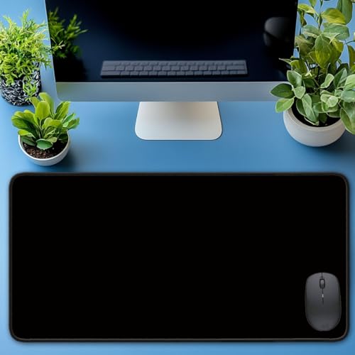 Large Black Mouse Pad 24x12 inch Non-Slip Desk Mat with stitched edges