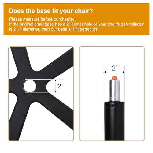 Frassie Nylon Office Gaming Chair Base Replacement with 5 Casters, 28 Inch Heavy Duty Chair Base Wheels Part Black