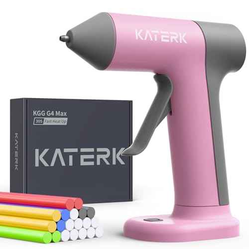 Katerk Cordless Hot Glue Gun Kit, 30s Fast Heating, Mini Glue Gun with 20 Glue Sticks, Compact & Portable with 2500mAh Built-in Battery, Auto Shut-Off, Ideal for DIY, School Crafts & Repairs (Pink)