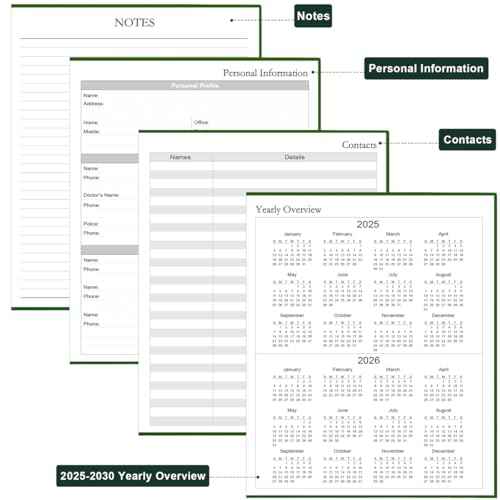 Hard Cover 5 Year Journal | The Easiest to Use Five Year Journal | Quick and Easy Five Year Daily Journal System | 8.5'' x11'', Green