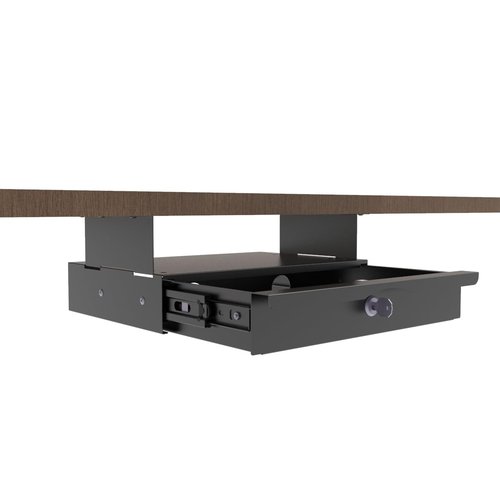 Mofangtech Under Desk Sliding Out Drawer 15.6" x 10" x 5.07" with Shell, Pull Out Lockable Secure Drawer Storage Organizer for Workbench or Standing Desk with High Crosspiece