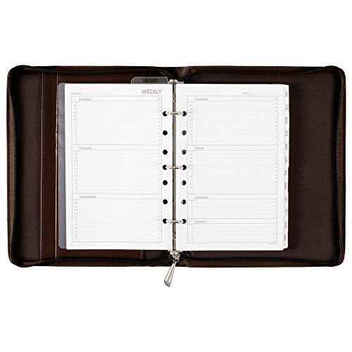 "AT-A-GLANCE Day Runner Windsor QuickView Slim Profile Starter Set, Undated, 3 Rings, Size 4, 5-1/2 x 8-1/2"", Black or Brown, Color Will Vary (101-0286) "