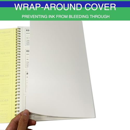 Dayvorax Money & Rent Receipt Book, 2-Part Carbonless, 200 Sets, 7-5/8 x 11, Wraparound Cover, Spiral Bound (Variation 1)