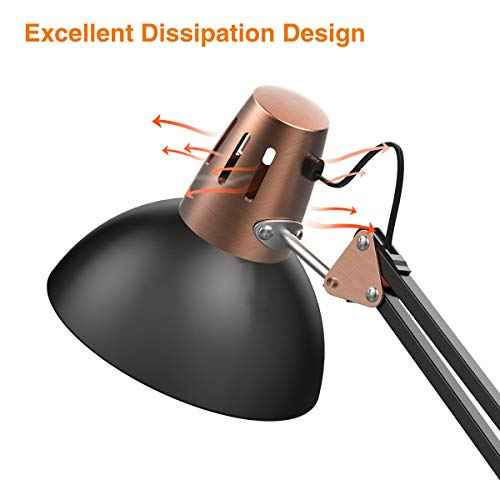 LEPOWER Metal Floor Lamp, Adjustable Swing Arm Floor Lamps with Heavy Duty Base, Architect Reading/Standing Lamp for Living Room with On/Off Switch, Office, BedroomStudy Room, Drawing Sand Black